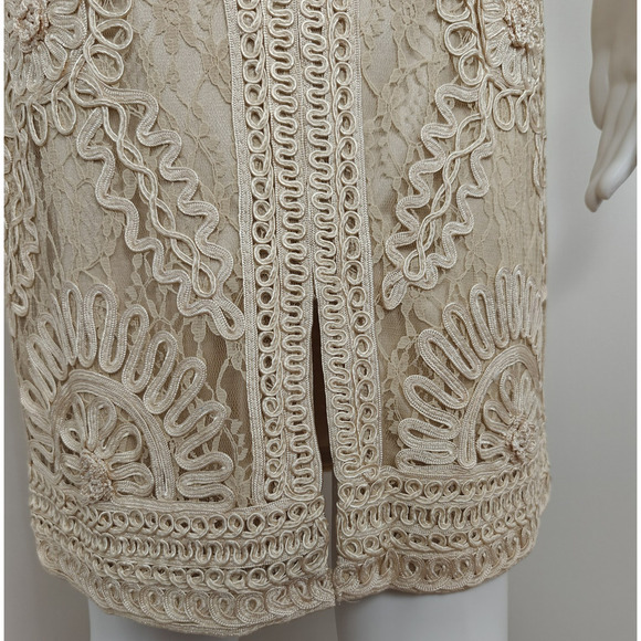 Sue Wong Nocturne Soutache Lace Cocktail Dress Size 2 Ivory Sheer Lined Wedding - Picture 10 of 14